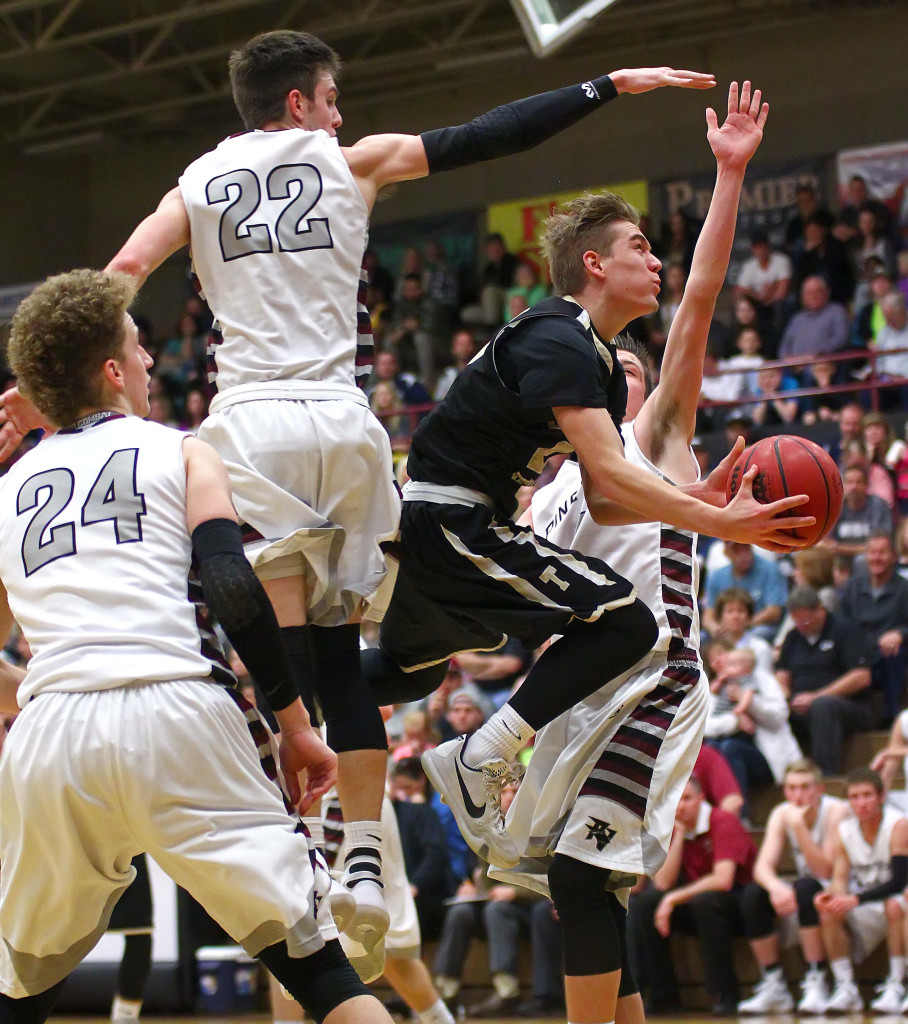 Desert Hills' Logan Hokanson (23), Pine View vs. Desert Hills, Boys Basketball, St. George, Utah, Feb. 10, 2016, | Photo by Robert Hoppie, ASPpix.com, St. George News