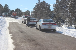 EMTs and Sheriff's Deputies on scene at the rescue staging area just outside of Enterprise, Utah on Feb. 2, 2016. | Photo by Don Gilman, St. George News