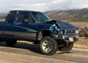 Two people were transported to Cedar City Hospital after a U-turn cased a 2-car collision, Old Highway 144, New Harmony, Utah, Feb. 22, 2016 | Photo by Carin Miller, St. George 