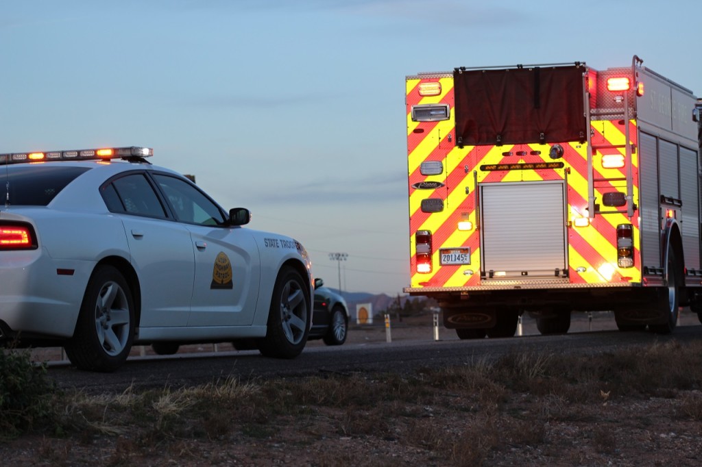 UHP and St.George Fire Department on scene of motorcycle accident, Interstate 15 northbound, St. George Utah, Feb. 26, 2016| Photo by Cody Blowers, St. George News