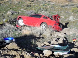 An accident on I-15 near Leeds Monday morning injures one person and triggers a second accident, Leeds, Utah, Feb. 29, 2016 | Photo by Julie Applegate, St. George News