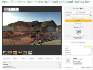 Screenshot of a Dixie Springs vacation rental on vrbo, Feb. 10, 2016 | St. George News