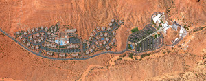 Map showing the planned Sentierre Resort, left, with the existing Tuacahn Center for the Arts on the right | Image courtesy of Sentierre Resort, St. George News