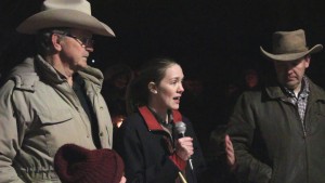 Challise Finicum Finch, one of LaVoy Finicum's daughters, expresses her gratitude for the support her family has been shown in the wake of her father's death. She told the crowd the best way to honor her father's memory is to learn about the Constitution and share that knowledge with others, Washington City, Utah, Feb. 1. 2016 | Photo by Mori Kessler, St. George News