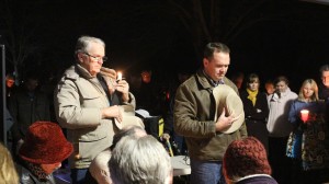 David Cluff (right) and his father (left), relatives of LaVoy Finicum, during a moment of silence offered in member of the Arizona rancher who was killed Jan. 26 during an altercation with the FBI and Oregon State Police, Washington City, Utah, Feb. 1. 2016 | Photo by Mori Kessler, St. George News