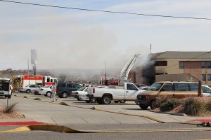 A fire in an apartment complex near Dixie State University Monday injured one person and displaced 10 others, St. George, Utah, Feb. 15, 2016 | Photo by Ric Wayman, St. George News