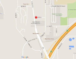 Location of a water line break on 1070 South Street, St. George, Utah, Feb. 27, 2016 | Graphic courtesy of Google Maps, St. George News