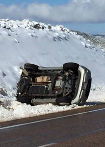 Richfield woman rolls SUV near milepost 5 on state Route 20, Iron County, Utah, March 30, 2016 | Photo by St. George News, St. George News