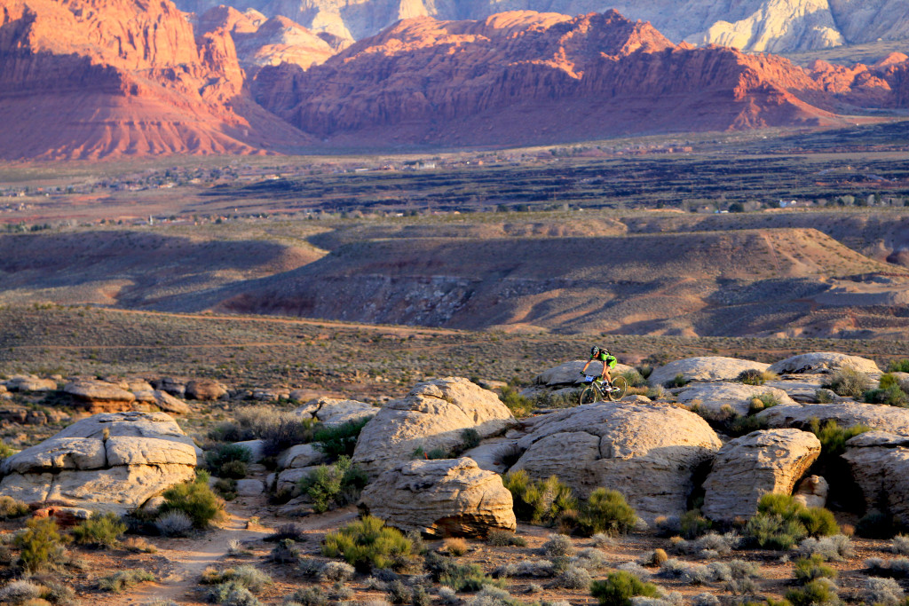 A racer rides through the zen portion of the trail during the 2015 race. This year's competitors will take the same course; riders will race through southern Utah's stunning red rock scenery. Date and Location not given | Photo courtesy of Sorenson Advertising, St. George News