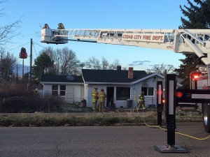 A fire in a Cedar City home Tuesday evening has slightly injured one man, Cedar City, Utah, March 8, 2016 | Photo by Carin Miller, St. George News