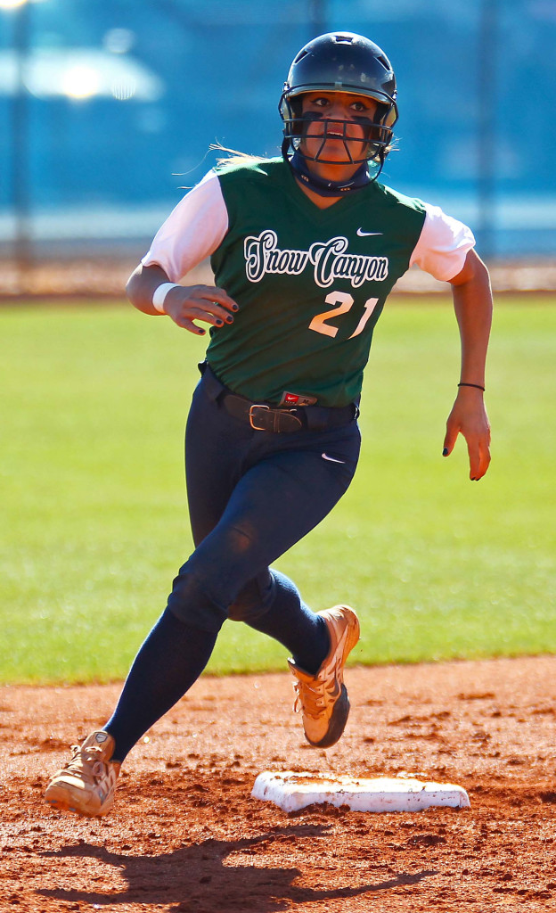 Snow Canyon's Sonya Hardy (21), Dixie vs. Snow Canyon, Softball, St. George, Utah, Mar. 30, 2016, | Photo by Robert Hoppie, ASPpix.com, St. George News