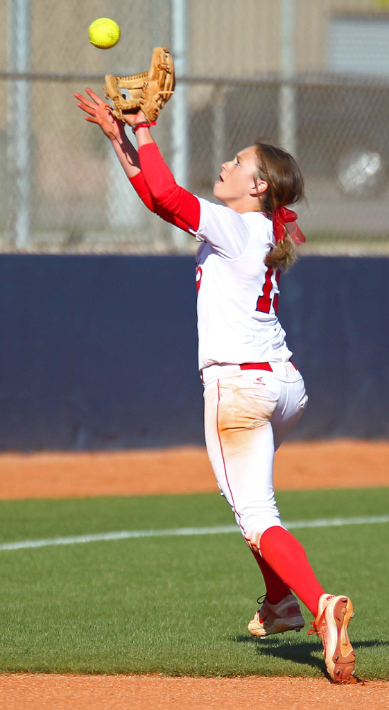 Dixie State's  Josey Hartman (15), Dixie State University vs. Hawai'i Hilo University, Softball, St. George, Utah, Mar. 30, 2016, | Photo by Robert Hoppie, ASPpix.com, St. George News