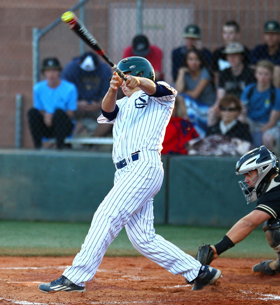 Snow Canyon's Kaleb Gates (8), Snow Canyon vs. Lone Peak, Baseball, St. George, Utah, Mar. 25, 2016, | Photo by Robert Hoppie, ASPpix.com, St. George News