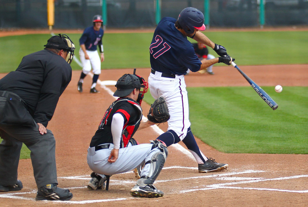 Dixie State's  Ryan Rodriguez (27), Dixie State University vs. Hawai'i Hilo University, Baseball, St. George, Utah, Mar. 28, 2016, | Photo by Robert Hoppie, ASPpix.com, St. George News