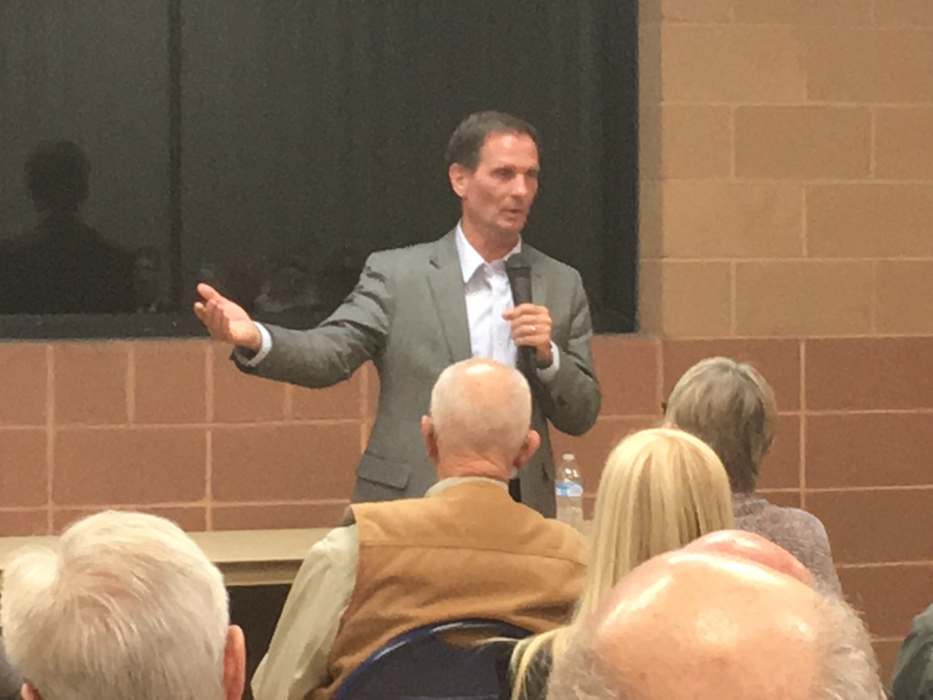 U.S. Congressman Chris Stewart addresses issues surrounding Bundy and the Constitution during a town hall in Cedar City.Cedar City, Utah, March 8, 2016 | Photo by Tracie Sullivan, St. George News