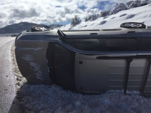 Richfield woman rolls SUV near milepost 5 on state Route 20, Iron County, Utah, March 30, 2016 | Photo by Corey McNiel, St. George News