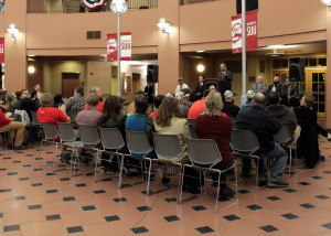 Veterans Center director Caleb Vadnais welcomes attendees to the opening for the Southern Utah University Veterans Resource and Support Center, Cedar City, Utah, March 22, 2016 | Photo by Carin Miller, St. George News