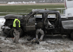 Weather related rollovers early Saturday morning sent five people to the hospital and left a sixth dead in Iron County, Utah, March 26, 2016 | Photo by Carin Miller, St. George News