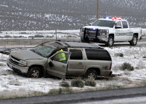 Weather related rollovers early Saturday morning sent five people to the hospital and left a sixth dead in Iron County, Utah, March 26, 2016 | Photo by Carin Miller, St. George News