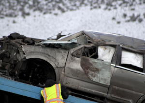 Weather related rollovers early Saturday morning sent five people to the hospital and left a sixth dead in Iron County, Utah, March 26, 2016 | Photo by Carin Miller, St. George News