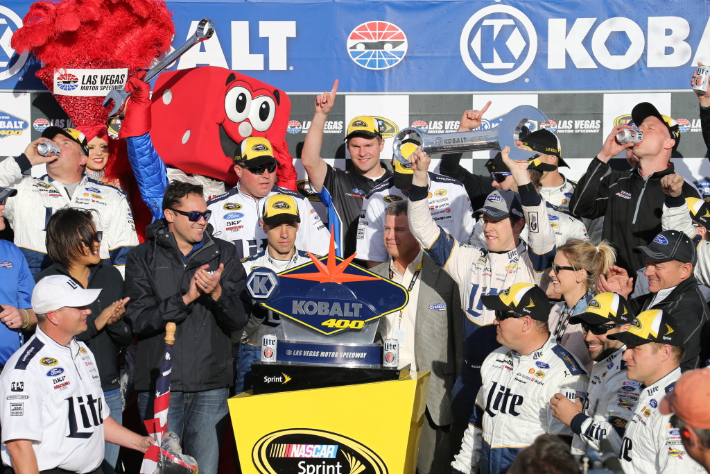 Leading the final five laps was all it took for Brad Keselowski in the #2 Miller Lite Ford to win the March 6th Kobalt 400 at Las Vegas Motor Speedway, Las Vegas, Nev., Mar. 6, 2016. | Photo by Rick Johnson, special to St. George News 