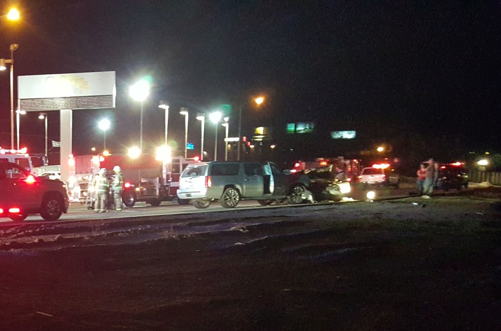 A head on collision on Red Hills Parkway Wednesday night severely injured one and sent two others to the hospital. St. George, Utah, March 2, 2016 | Photo by Austin Peck, St. George News