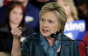 Democratic presidential candidate Hillary Clinton speaks during a campaign event at the Boeing Machinists' union hall in Everett, Washingotn, March 22, 2016 | AP Photo/Elaine Thompson, St. George News