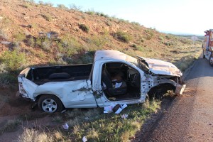 I-15 southbound at exit 16 was the scene of a Sunday morning accident. Hurricane, Utah, March 20, 2016 | Photo by Ric Wayman, St. George News