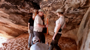 BLM staff and volunteers clean graffiti from a rock art area in the Red Cliffs National Conservation Area, Leeds, Utah, March 11, 2016 | Photo courtesy of Conserve Southwest Utah, St. George News