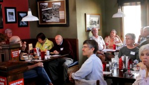 Members of the Washington County Democratic Party gathered at George's Corner to listen to Democratic gubernatorial candidate Mike Weinholtz, St. George, Utah, March 16, 2016 | Photo by Mori Kessler, St. George News
