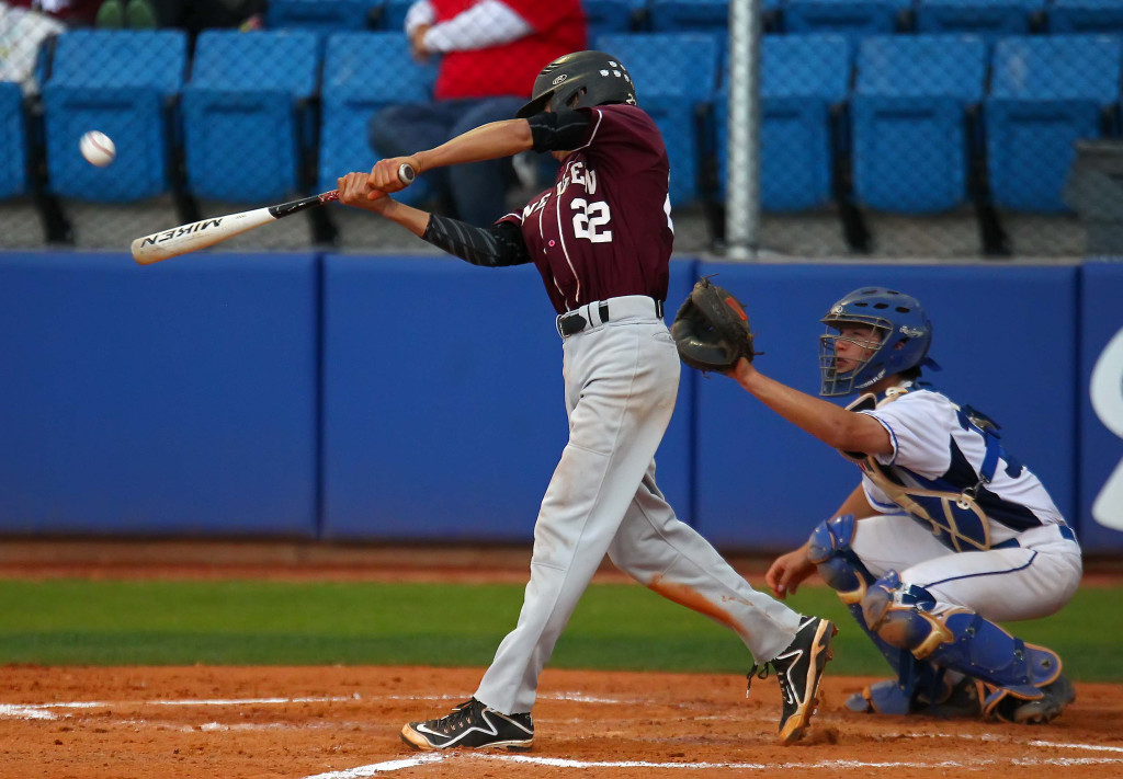 Pine View's Logan Lafamina (22) rips a triple to the wall, Dixie vs. Pine View, Baseball, St. George, Utah, Apr. 29, 2016, | Photo by Robert Hoppie, ASPpix.com, St. George News