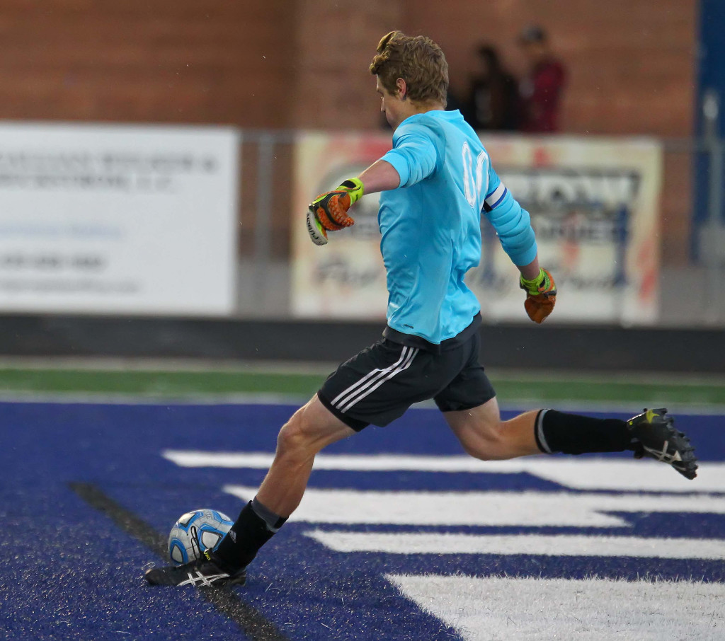 Dixie's Ethan Poulton (00), Dixie vs. Snow Canyon, Soccer, St. George, Utah, Apr. 29, 2016, | Photo by Robert Hoppie, ASPpix.com, St. George News