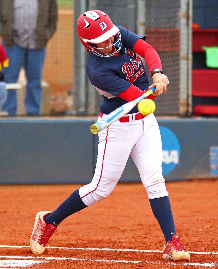 Dixie State's Jessica Gonzalez (12), Dixie State University vs BYU Hawai'i, Softball, St. George, Utah, Apr. 25, 2016, | Photo by Robert Hoppie, ASPpix.com, St. George News