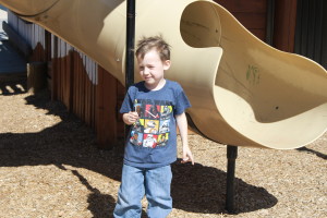 Lachlan Hughes, 4, plays on the playground at Park Discovery Friday after it was officially reopened it to the public. Cedar City, Utah, April 22, 2016 | Photo by Tracie Sullivan, St. George/Cedar City News