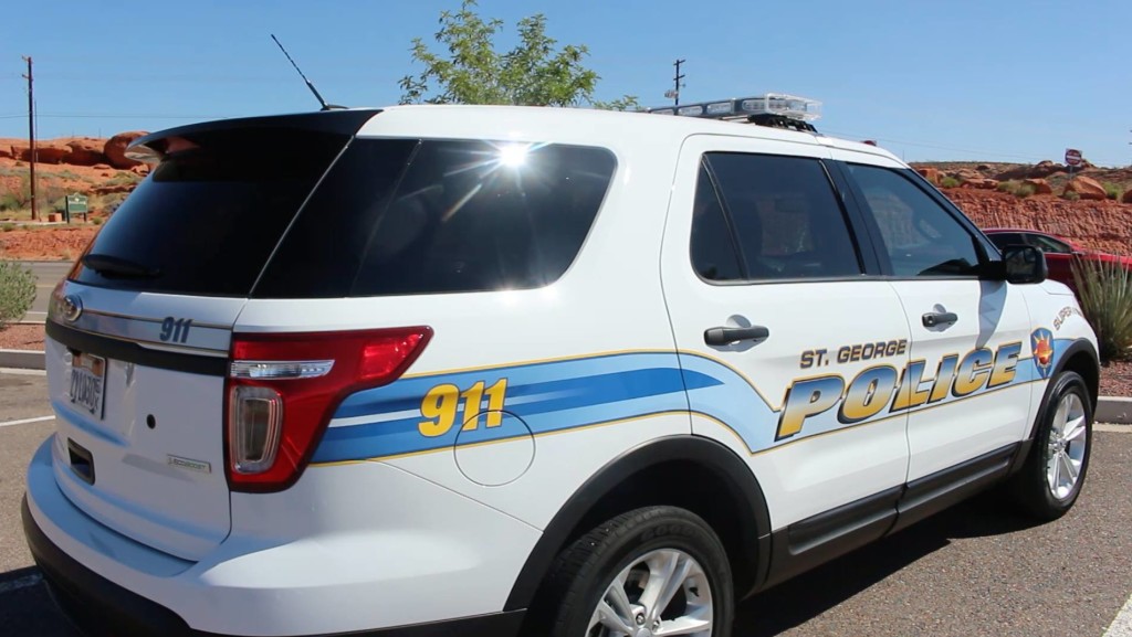 Ford Interceptor after modifications and signage, Red Hills Parkway, St. George, Utah, April 28, 2016|Photo by Cody Blowers, St. George News