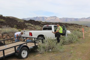 An off-highway vehicle was damaged Monday when the trailer it was riding on blew a tire on SR-18. Diamond Valley, Utah, April 4, 2016 | Photo by Ric Wayman, St. George News