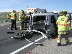 A temporary closure on Interstate-15 Friday afternoon due to a motorcycle accident at milepost 48 triggered a three-car pileup at milepost 47 just minutes after authorities closed the road. Kanarraville, Utah April 22, 2016 | Photo courtesy of Utah Highway Patrol, St. George/Cedar City News