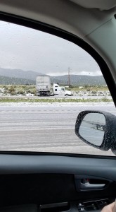 A hail storm resulted in a semitrailer collision along southbound Interstate 15, Beaver County, Utah, April 28, 2016 | Photo courtesy of Tamara Reynolds, St. George News