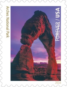 The preview of the Arches National Park forever stamp, which is one of 16 stamps to be released by the Postal Service honoring the 100th anniversary of the National Parks, Undated | Photo courtesy of the United States Postal Service, St. George News