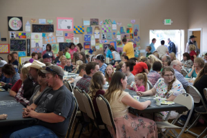 Students, teachers and parents enjoy a soup fundraiser dinner and art night at the Circleville Community Center as part of the Piute County School District's first annual "District Art Event." Circleville, Utah, April 13, 2016 | Photo by Corey McNeil, St. George News