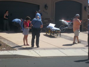 A motorcyclist suffered serious injuries when he lost control of his bike and crashed into a house Saturday. Hurricane, Utah, April 23, 2016 | Photo by Ric Wayman, St. George News