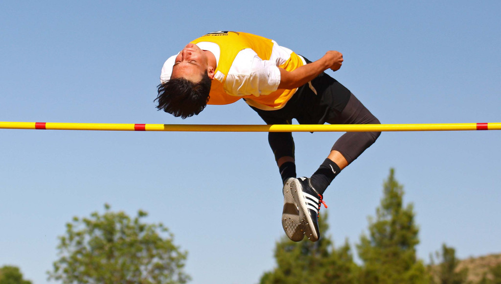 Desert Hills' Ryan Eror competes in the high Jump, Region 9 Track and Field Championships, May 12, 2016, | Photo by Robert Hoppie, ASPpix.com, St. George News