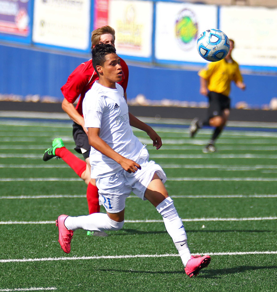 Dixie's Jose "Tauri" Morales (21), Dixie vs. North Sanpete, Soccer, May 5, 2016, | Photo by Robert Hoppie, ASPpix.com, St. George News