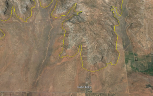 The Cottonwood Point Wilderness Area, outlined in yellow, lies just outside Cane Beds, Arizona | Image courtesy of Google Maps