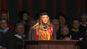 Sarah Folks, baccalaureate valedictorian,at the 105th commencement of Dixie State University, May 6, St. George, Utah | Photo byAustin Peck, St George News