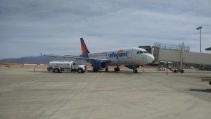 An Allegiant Air flight en route from Mesa, Arizona to Pasco, Washington was forced to divert to St. George Regional Airport when a female passenger began experiencing seizures on Thursday, May 5, 2016 | Photo by Brad Kitchen, St. George News