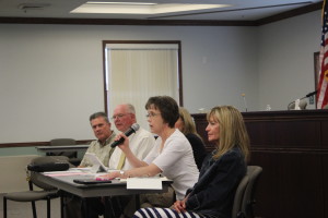 Washington County School District Board President Laura Hesson addresses the audience at a board meeting in St. George, Utah, May 11, 2016 | Photo by Don Gilman, St. George News