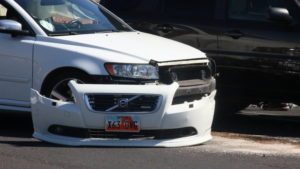 A collision at 1091 N. Bluff St. resulted in both vehicles being towed and a citation being issued for the driver of a white Volvo passenger vehicle, St. George, Utah, May 25, 2016 | Photo by Don Gilman, St. George News