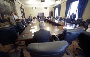 FILE - In this May 18, 2016 file photo, Libertarian presidential candidate, former New Mexico Gov. Gary Johnson speaks with legislators at the Utah State Capitol in Salt Lake City. He has virtually no money, no strategy to compete in battleground states and no plan to stop talking about his drug use. Yet with the Republican Party facing the prospect of a Donald Trump presidency, Libertarian presidential hopeful Gary Johnson could be a factor in 2016. The former two-term New Mexico governor, a Republican businessman perhaps best known for his years-long push to legalize marijuana, has a sobering message for a never-Trump movement desperately seeking a viable alternative.| AP Photo by Rick Bowmer; St. George News