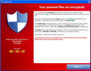 Screenshot of a computer infected with Cryptolocker ransomware. Undated | Photo courtesy of Trend Micro Inc., St. George News